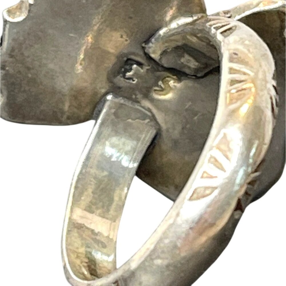 Sterling Silver Turquoise Native American Navajo Ring Size 6.75 Signed ES 8g VTG - Picture 7 of 15